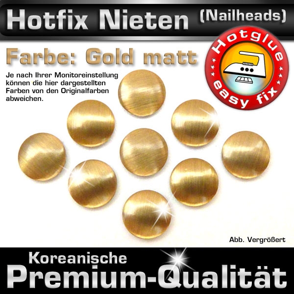 ShineStone Metall-Nieten Hotfix (Nailhead), 3 mm, Gold matt, Premium Qualität