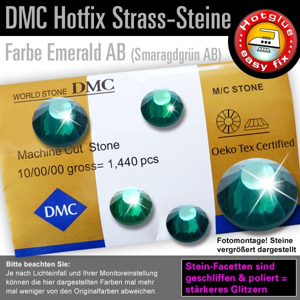 DMC Hotfix Strass-Steine SS20, Smaragdgrün AB