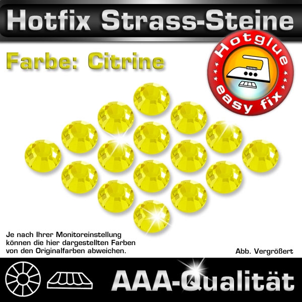 Hotfix Strass-Steine SS20 Farbe Gelb zum Aufbügeln