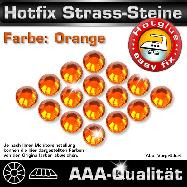 Hotfix Strass Steine, SS20, Orange (Sun), in AAA-Qualität