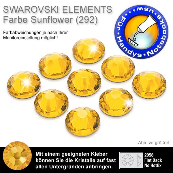 SWAROVSKI ELEMENTS 2058 XILION, SS7 Sunflower (Strass-Steine) zum Aufkleben