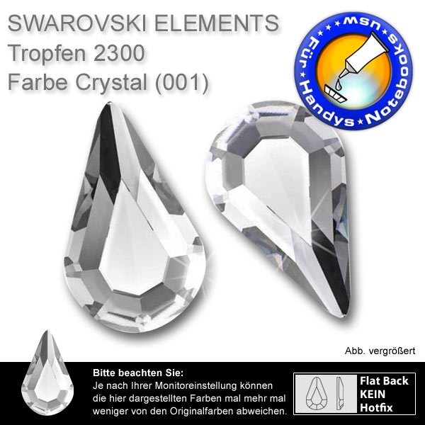 Swarovski Strass Steine 2300 Tropfen 10x6mm Crystal zum Aufkleben