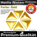 ShineStone Metall-Nieten Hotfix (Nailhead Dreieck), 6 mm Gold glänzend, in Premium-Qualität zum Aufbügeln