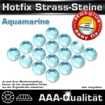 Hotfix Strass-Steine SS10 Farbe Aquamarine Blau zum Aufbügeln