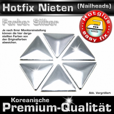 ShineStone Metall-Nieten Hotfix (Nailhead Dreieck), 10 mm Silber glänzend, in Premium-Qualität zum Aufbügeln
