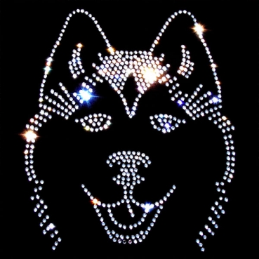 Strass Bügelmotiv "Huskykopf"