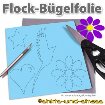 Flockfolie, Bügelfolie als Bogenware 20 x 25 cm, Hellblau