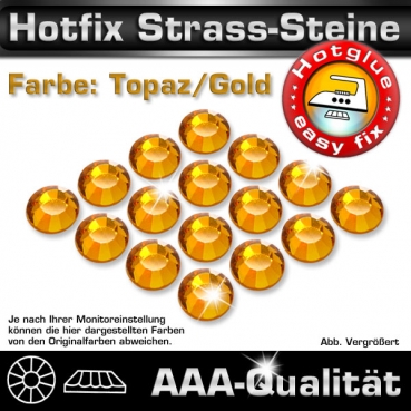 Hotfix Strass-Steine, SS16, Goldbraun (Topaz), in AAA-Qualität