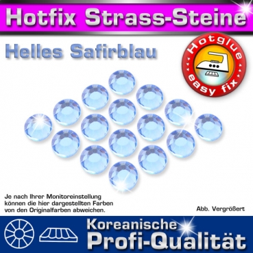 ShineStone 2cut Hotfix Strass-Steine SS6 Helles Safirblau (Light Sapphire) - Profi-Qualität