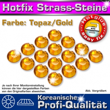 ShineStone 2cut Hotfix Strass-Steine SS6 Goldbraun (Topaz) - Profi-Qualität