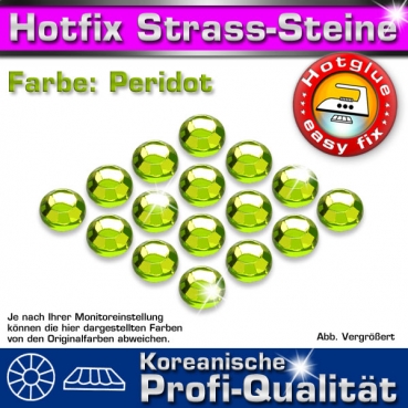 ShineStone 2cut Hotfix Strass-Steine SS16 Hellgrün (Peridot) - Profi-Qualität
