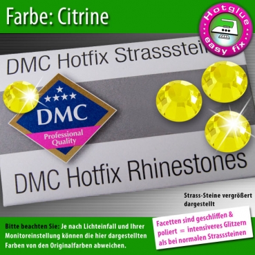 DMC Hotfix Strass-Steine SS16 Farbe Zitronengelb (Citrine)