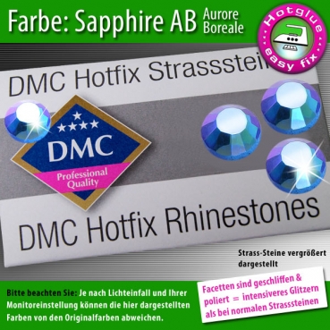DMC Hotfix Strass-Steine SS10 Farbe Safirblau AB