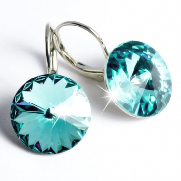 Ohrhänger gefertigt mit SWAROVSKI Rivoli Kristallen 14mm Light Turquoise