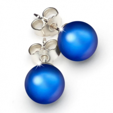 Sterling Silber Ohrrstecker gefertigt mit Swarovski® Crystal Pearls 8mm Iridescent Dark Blue