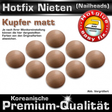 ShineStone Metall-Nieten Hotfix (Nailhead), 10 mm Kupfer matt, in Premium-Qualität zum Aufbügeln