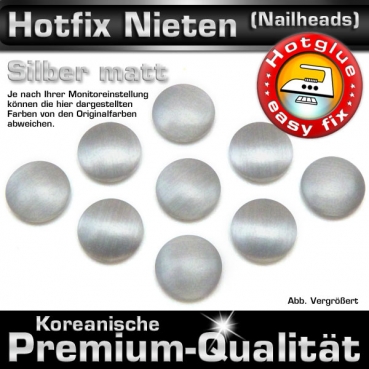 ShineStone Metall-Nieten Hotfix (Nailhead), 7 mm Silber matt, in Premium-Qualität zum Aufbügeln