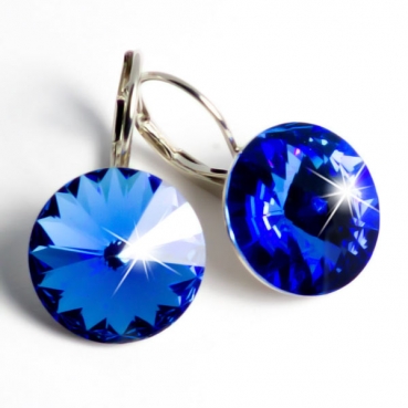 Ohrhänger gefertigt mit SWAROVSKI Rivoli Kristallen 12mm Sapphire