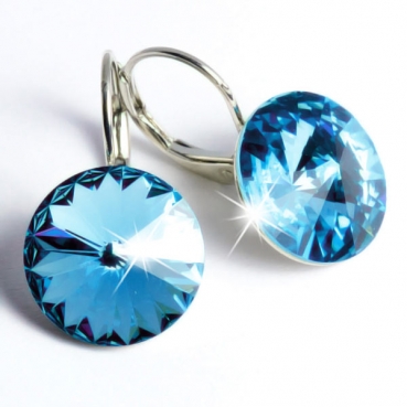 Ohrhänger gefertigt mit SWAROVSKI Rivoli Kristallen 14mm Light Sapphire