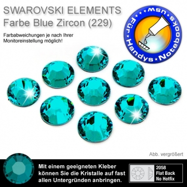 Swarovski 2058 XILION, SS5 Blue Zircon Strasssteine zum Aufkleben