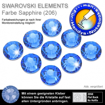 Swarovski 2058 XILION, SS9 Sapphire Strasssteine zum Aufkleben