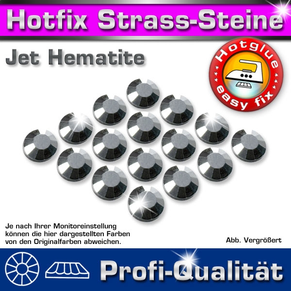ShineStone 2cut Hotfix Strass-Steine SS16 Schwarz Metallic (Jet Hematite) - Profi-Qualität
