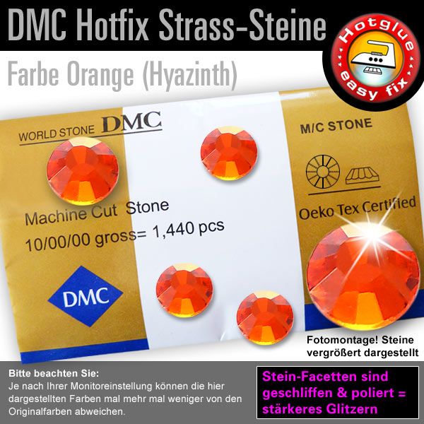 DMC Hotfix Strass-Steine SS20 Farbe Orange (Hyazinth)