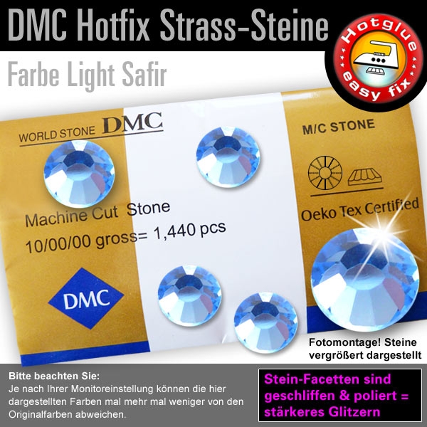 DMC Hotfix Strass-Steine SS20, Safirblau hell