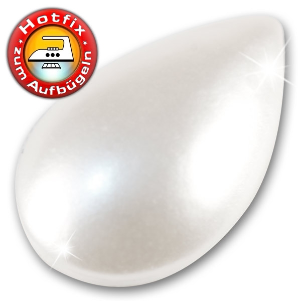 Swarovski 2308 Tropfen Cabochon Hotfix SS10 Crystal White Pearl zum Aufbügeln