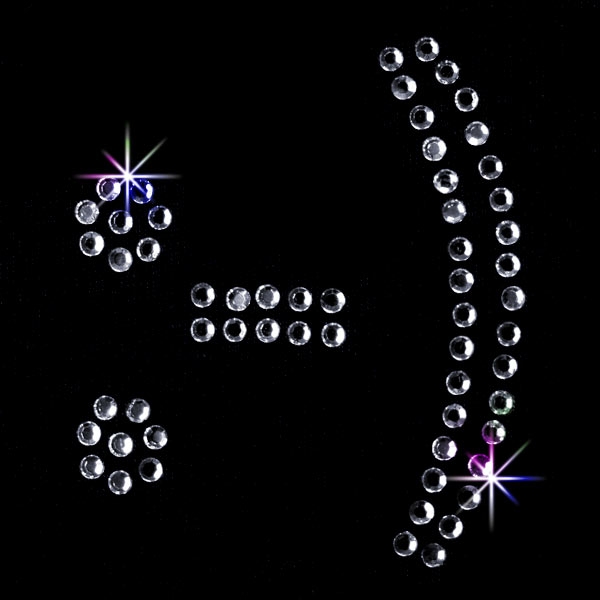 Strass Bügelmotiv "Emoticon - grinsen"