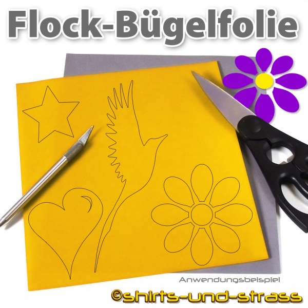 Flockfolie, Bügelfolie als Bogenware 20 x 25 cm, Gelborange