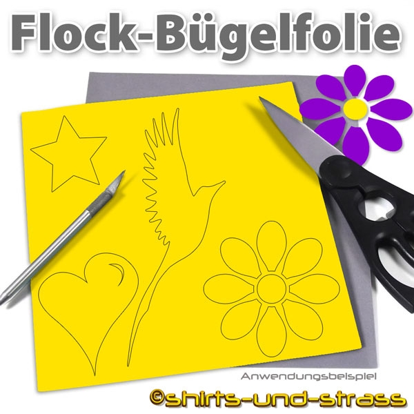 Flockfolie, Bügelfolie als Bogenware 20 x 25 cm, Zitronengelb