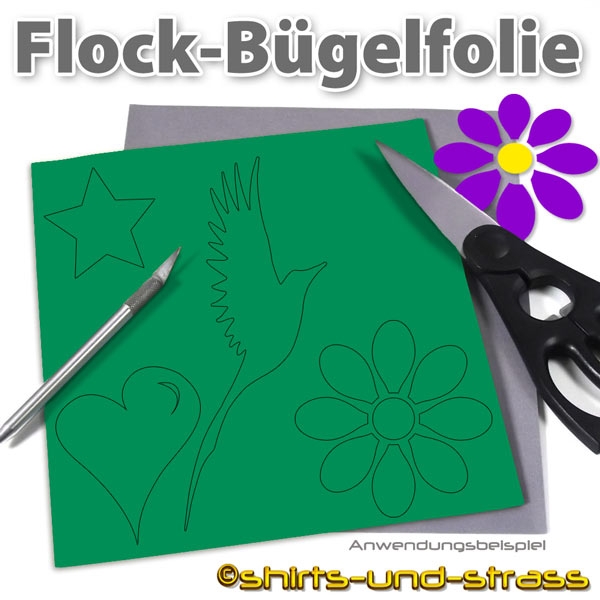 Flockfolie, Bügelfolie als Bogenware 20 x 25 cm, Grün