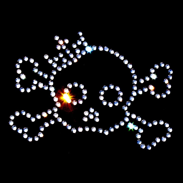 Strass Bügelmotiv "Totenköpfchen mit Krone"