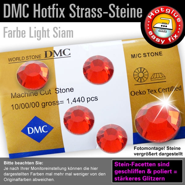 DMC Hotfix Strass-Steine SS20, Light Siam  (Feuerrot)