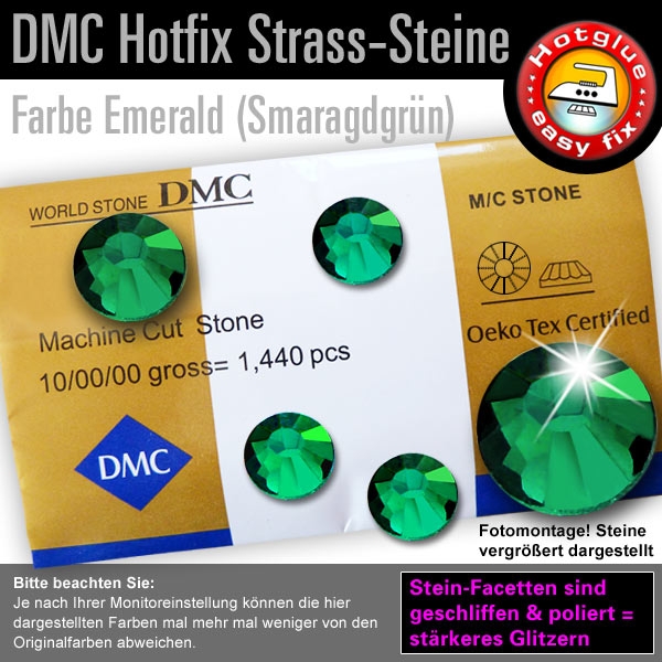 DMC Hotfix Strass-Steine SS20, Smaragdgrün (Emerald)