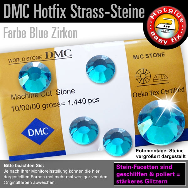 DMC Hotfix Strass-Steine SS20, Zirkonblau (Blue Zircon)