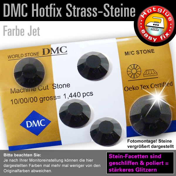 DMC Hotfix Strass-Steine SS20, Jet (schwarz)