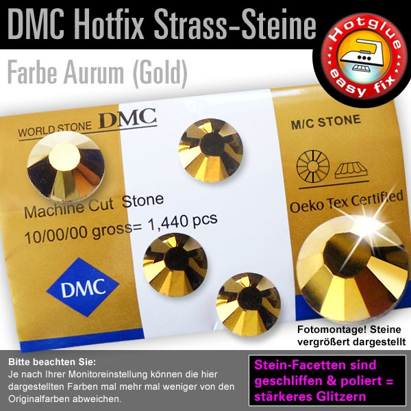 DMC Hotfix Strass-Steine SS20, Gold metallic