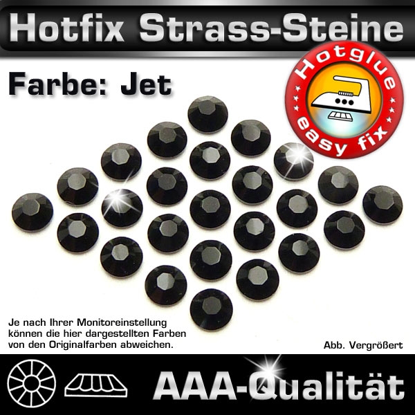 Hotfix Strass Steine, SS20, Jet (Schwarz), in AAA-Qualität