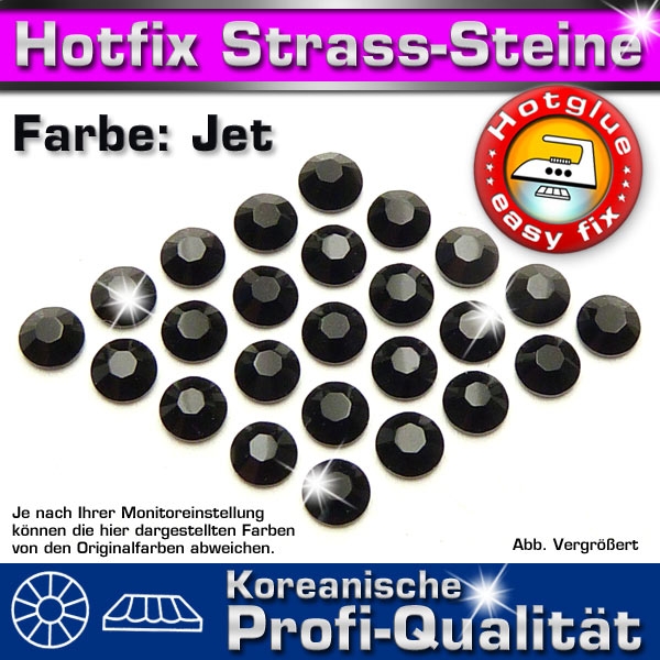 ShineStone 2cut Hotfix Strass-Steine SS16 Schwarz (Jet) - Profi-Qualität