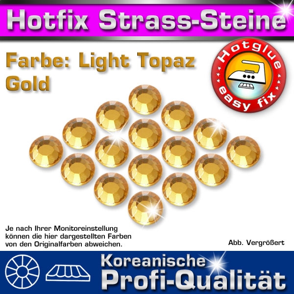 ShineStone 2cut Hotfix Strass-Steine SS10 Helles Goldbraun (Light Topaz) - Profi-Qualität