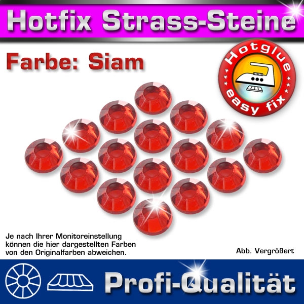 ShineStone 2cut Hotfix Strass-Steine SS20 Rot (Siam) - Profi-Qualität