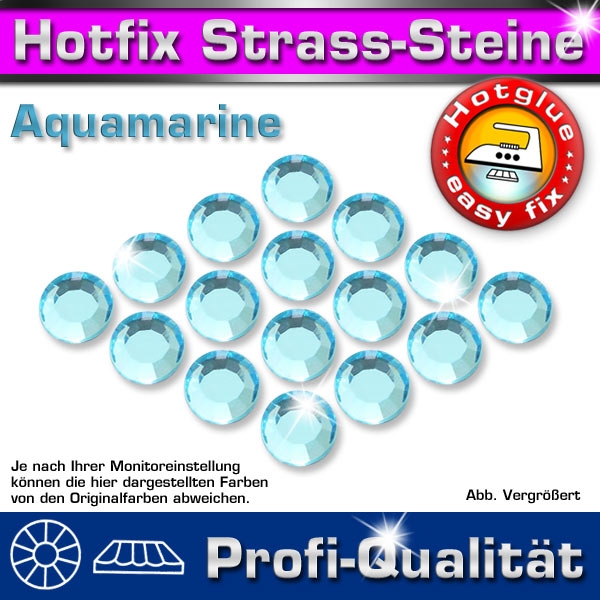 ShineStone 2cut Hotfix Strass-Steine SS20 Hellblau (Aquamarine) - Profi-Qualität