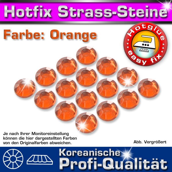 ShineStone 2cut Hotfix Strass-Steine SS6 Orange (Sun) - Profi-Qualität