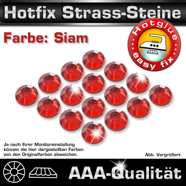 ShineStone 2cut Hotfix Strass-Steine SS6 Rot (Siam) - Profi-Qualität