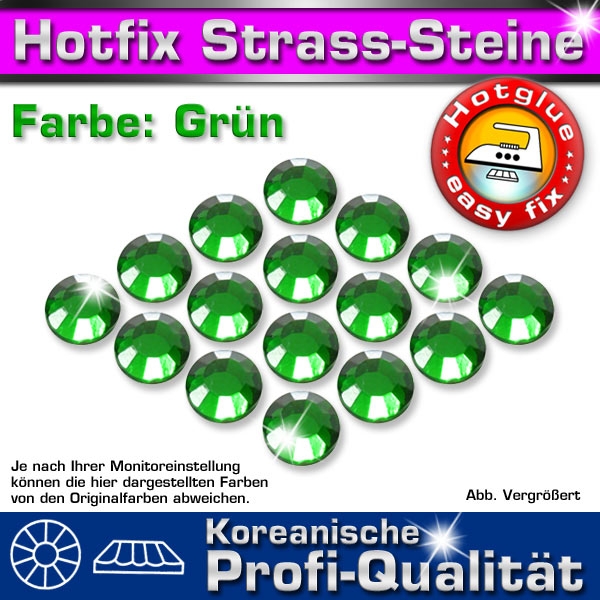 ShineStone 2cut Hotfix Strass-Steine SS6 Grün - Profi-Qualität