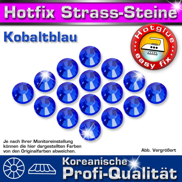 ShineStone 2cut Hotfix Strass-Steine SS16 Dunkelblau (Cobalt) - Profi-Qualität