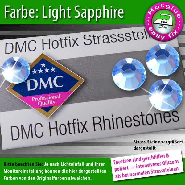 DMC Hotfix Strass-Steine SS16 Farbe Light Safir