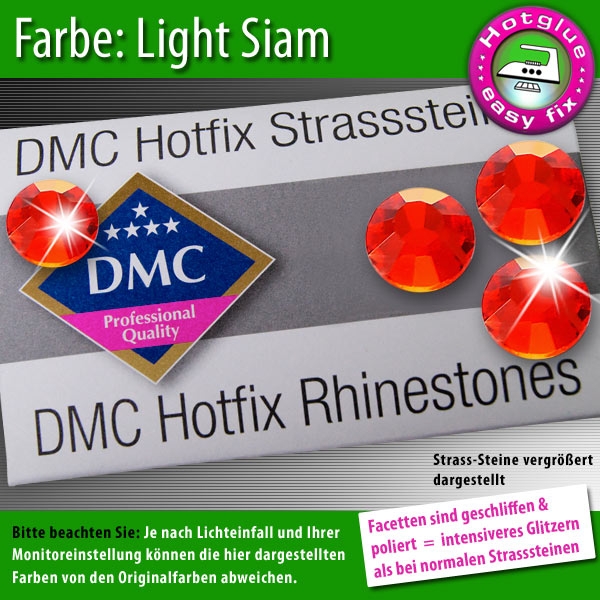 DMC Hotfix Strass-Steine SS16 Farbe Light Siam (Rot)